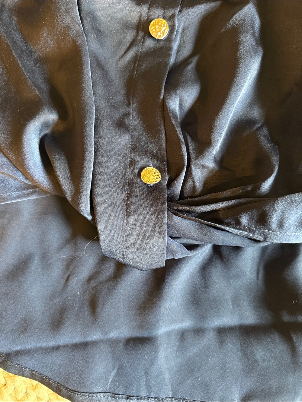 Express Navy Collared Button-Front Blouse Jacket - Picture 2 of 5